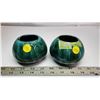 Image 3 : Blue Mountain Pottery Canada 2 Low Vases/Bowls Traditional Green Dip 1960's