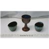 Image 3 : 3 Vintage Ceramic Pieces; 1 Chalice and 2 Small Planters