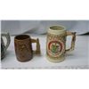 Image 3 : 4 Glazed Hand Painted Beer Steins Bavarian, Canada Arms, Oklahoma
