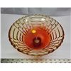 Image 2 : Irridescent Rose Imperial Carnival Glass Pedestal Bowl 1930's Basket Weave Design