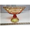 Image 3 : Irridescent Rose Imperial Carnival Glass Pedestal Bowl 1930's Basket Weave Design