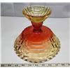 Image 4 : Irridescent Rose Imperial Carnival Glass Pedestal Bowl 1930's Basket Weave Design