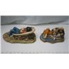 Image 3 : 2 Hobo Figurines Mid Cent Hand Painted Folk Art - very detailed large 12" long felt under.
