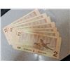 Image 2 : Seven 1986 $2.00 circulated bills