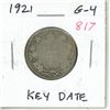 Image 1 : 1921 Silver 25 Cents. Key Date. Mintage of 597,337. G-4.