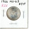 Image 1 : 1966 Silver 25 Cents. MS-63. Mostly Bright White.