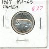 Image 1 : 1967 Silver 25 Cents. MS-63 with Cameo. Bright White.