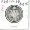 Image 1 : 1965 Silver 50 Cents. MS-63. Mostly Bright White.
