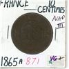 Image 1 : France. 1865A 10 Centimes. Emperor Napoleon III. VG+.