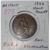 Image 1 : Great Britain. 1936 Half Penny Error. Reverse Delamination that cuts the arm off Britannia. Scarce.