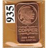 Image 1 : 1 OUNCE COPPER BAR  .999 FINE - INDIAN HEAD DESIGN