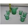 Image 2 : SET OF CHILDRENS AKRO AGATE WATER PITCHER & 5 TUMBLERS - CLEAR GREEN - MARKED