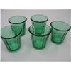 Image 3 : SET OF CHILDRENS AKRO AGATE WATER PITCHER & 5 TUMBLERS - CLEAR GREEN - MARKED