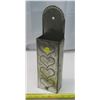 Image 1 : Long Match Holder - Galvenized Tin Crimped Top & HeartShaped Pattern - Wall Mount
