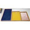 Image 1 : 3 hand made Wooden Display Cases - Velvet Lined 23x12/17x13/16x10.5"