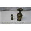 Image 3 : Ornate 8" Vase and Bud Vase - Solid Brass India 1960's