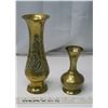 Image 1 : Etched Brass 10" Vase and Low 6" Brass - India Vintage