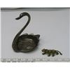 Image 1 : Swan Dish Silver Plated Zinc (Heavy) 6.5" H and Mini Brass Cougar