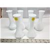 Image 1 : Set of 6 Hossier Milk Glass Vases Swirl Design 1970's Numbered