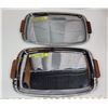 Image 1 : 2 Chrome Stainless Trays with Wooden Handles 15.5x10" one is engraved 25th Anniv.
