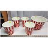 Image 1 : Melamine Retro Popcorn Tub and 4 Individual Servers 1990's - Heavy good quality