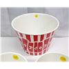 Image 4 : Melamine Retro Popcorn Tub and 4 Individual Servers 1990's - Heavy good quality