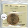Image 1 : 2011 $1.00 loonie graded MS-65
