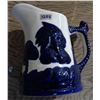 Image 1 : Old Sleepy Eye Blue White Stoneware Pitcher Indian Teepees 9 inch tall