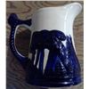 Image 3 : Old Sleepy Eye Blue White Stoneware Pitcher Indian Teepees 9 inch tall