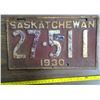 Image 1 : 1930 Sask Licence plate