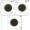 Image 1 : 3 Large One Cent Coins - 1893, 1894, 1895