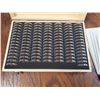 Image 2 : Wood Box with 100 Coins Holders (Plastic) & 100 Punch out Size Inserts New