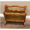 Image 1 : Vintage 16" wide heavy wood magazine rack.