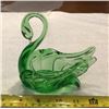 Image 1 : Vintage hand blown green glass swan trinket/ring dish.