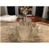 Image 1 : Vintage L.E. Smith large 14"x 11" feather pattern crystal basket.