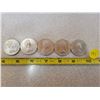 Image 2 : Lot of five Canadian $1.00 nickel dollars - 1976, 1979, 1981, 1983, 1984 Jaques Cartier