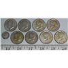 Image 1 : Set of American Coins (1x1962 Dime, & 1964-1969 Half dollars)