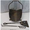 Image 3 : Metal wood fire starter holder with poker and shovel