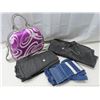 Image 1 : Purple & White overnight case + 2 black garment bags + 2 fabric shoe holders