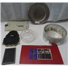 Image 3 : 1 game board, 2 picture frames, glass cheese dome & metal plate, mosaic bowl, document stand/holder 