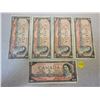 Image 1 : Lot of five 1954 Bank of Canada $2.00 two dollar bills