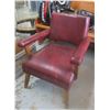 Image 1 : Red Leather wooden chair - From the National Hotel