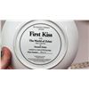 Image 5 : Assorted Dishes - 2 Carnival glass plates, blue depression candy dish & "First Kiss" limited plate