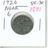 Image 1 : 1926 Near 6 Canadian Nickel 5 Cents. VF-30. Nice.