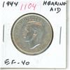 Image 1 : 1944 Canadian Silver 50 Cents. Coin displays a Hearing Aid in the king’s ear, the result of a Die Cl