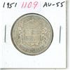 Image 1 : 1951 Canadian Silver 50 Cents. AU-55. Nice.