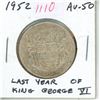 Image 1 : 1952 Canadian Silver 50 Cents. Last issue of King George VI. AU-50. Nice.