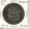 Image 1 : U.S. 1879CC Morgan Silver Dollar. Scarce Carson City Mint. VF-20. Holed for suspension.