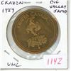Image 1 : Craven 1989 Big Valley Roundup Trade Dollar. BU.