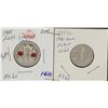 Image 1 : 2 Canada coins - 1945-2010 coloured 25 cents + 2005 Victory 5 cents
